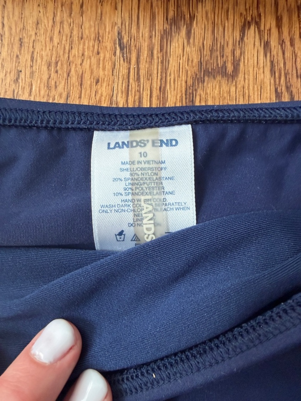 Lands' End Navy Halter Bikini Bottom Size 10 Top Size 12 - Picture 2 of 4